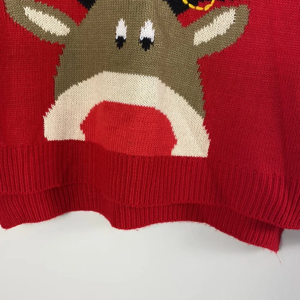 No boundaries red womens reindeer holiday christmas sweater size S 3-5 - Image 4