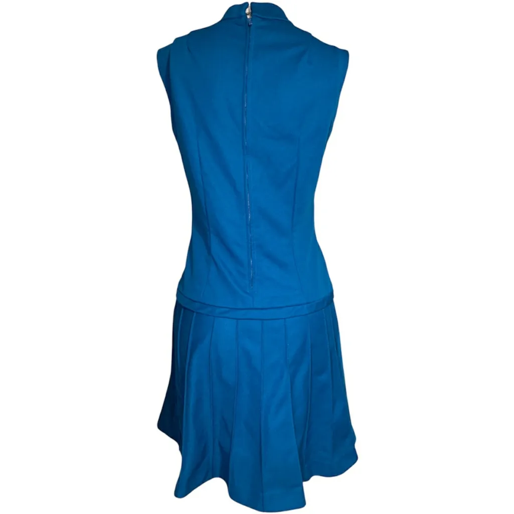 Vintage 60s Does 20s Dixie Deb teal drop waist dress (see measurements below) Blue Size M - Image 6