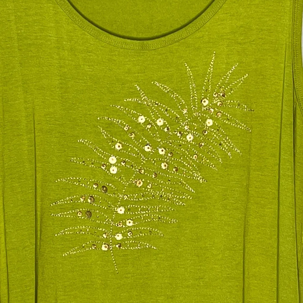 Josephine Chaus Shirt Green Tank Top Sleeveless L - Image 3