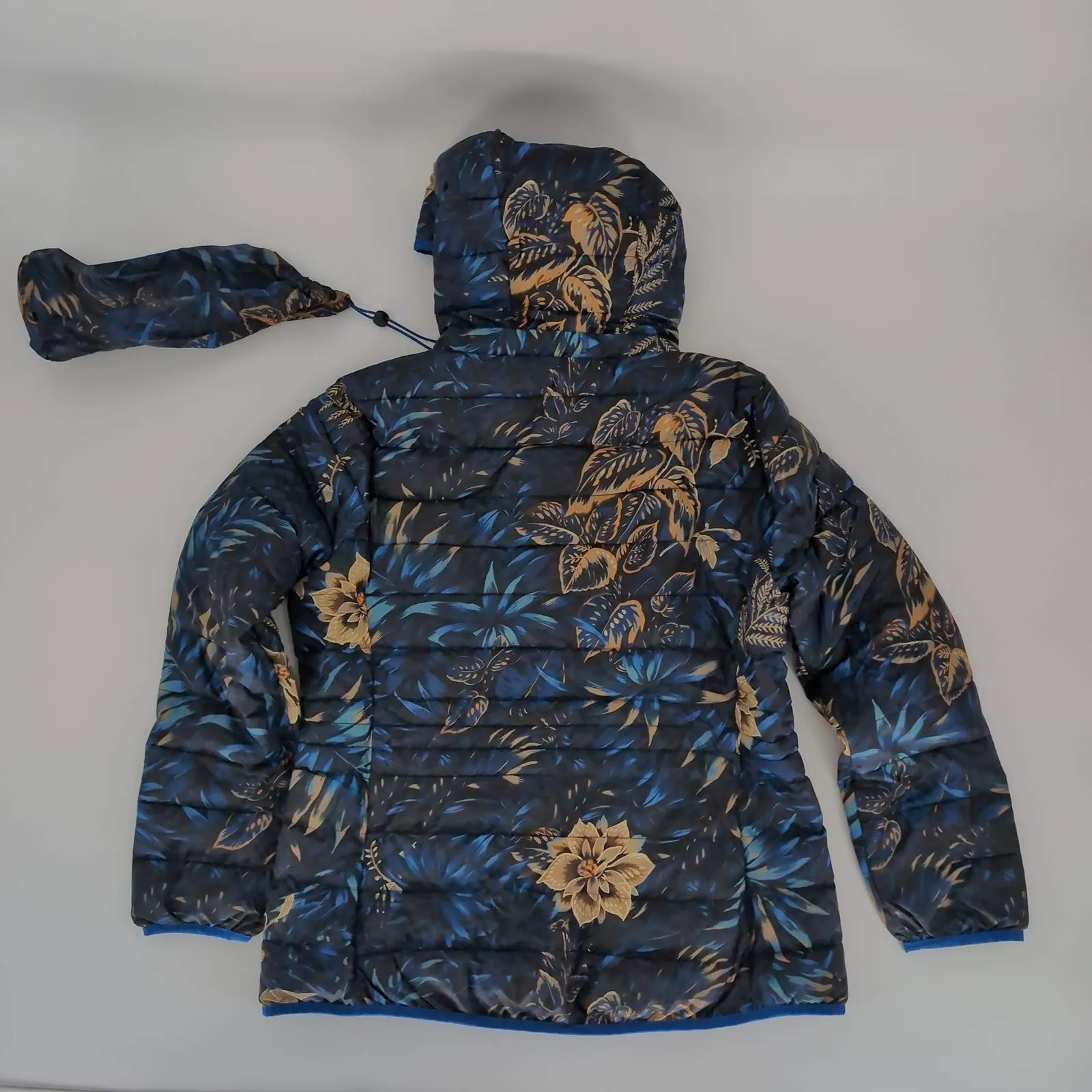 Desigual Blue Floral Puffer Padded Women's Ankor Jacket w Hood - US Size M - NWT - Image 14