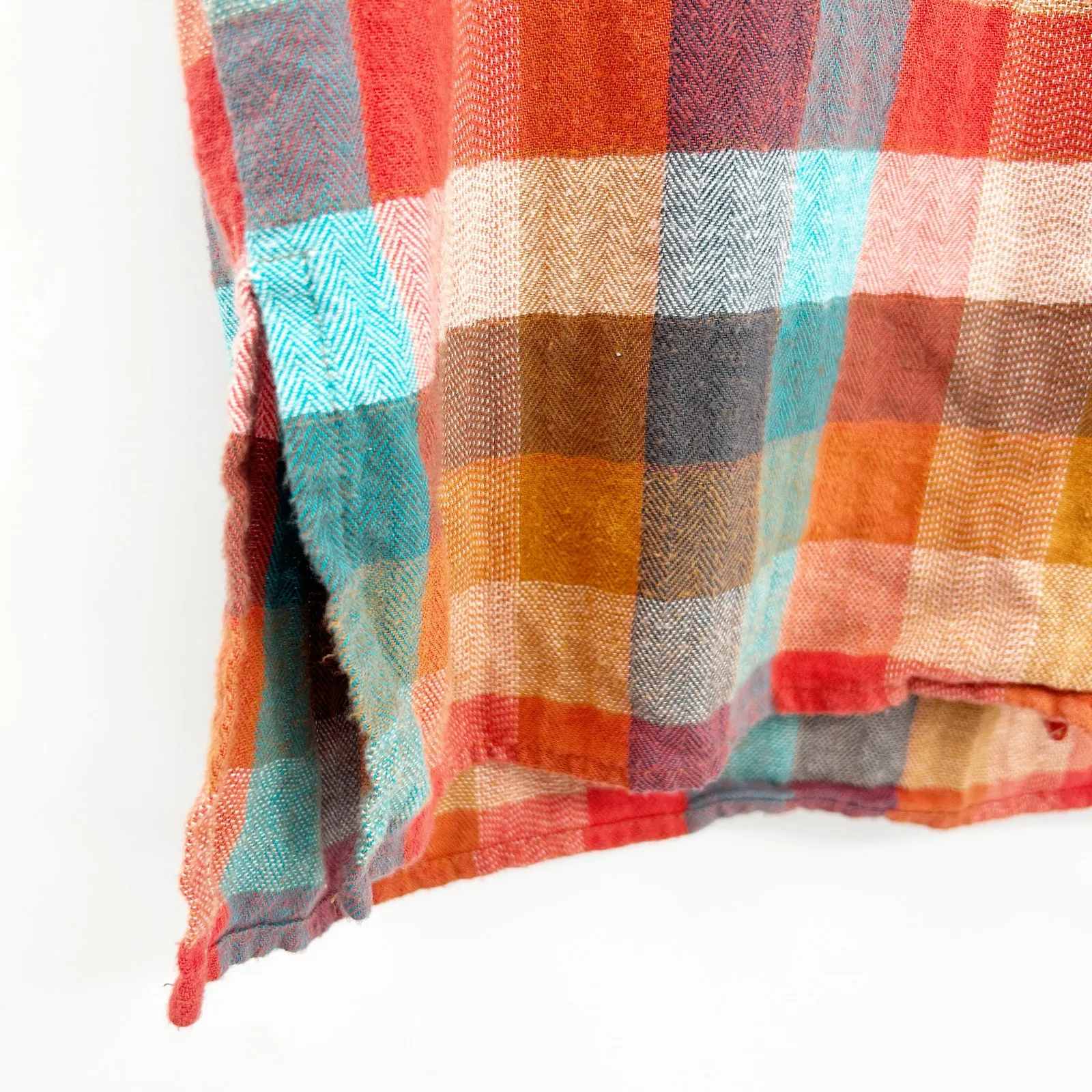 Madewell‎ Womens Bedtime Button Up Cotton Flannel Pajama Top XS Rainbow Check - Image 5