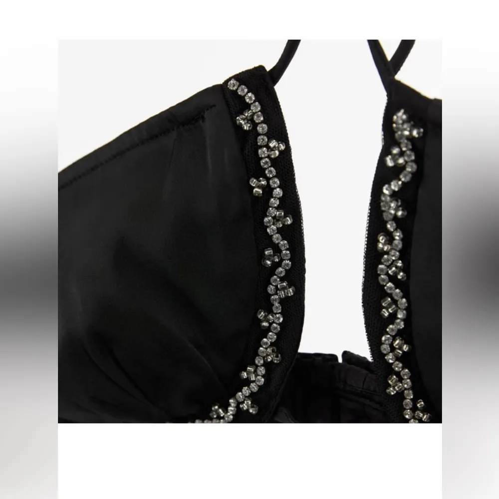 NWT ZARA SATIN BEADED TIE FRONT TOP - Image 10