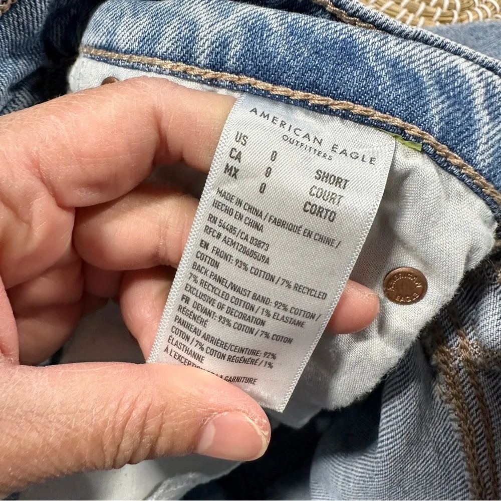 American Eagle Strigid Ripped Highest Waist Rise Baggy Straight Jeans 0 Short - Image 12