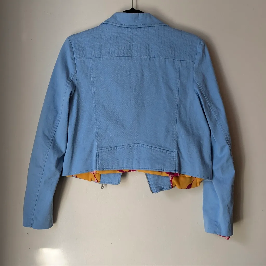 Color Me Courtney Denis Crop Biker Blazer Jacket Sz 10 Orange - Image 8