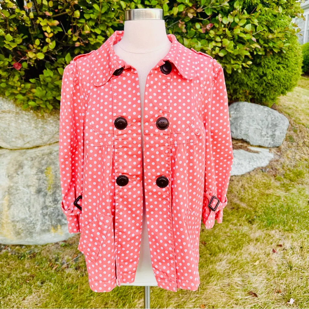 American Rag Coral & White Polka Dot Jacket - Image 5
