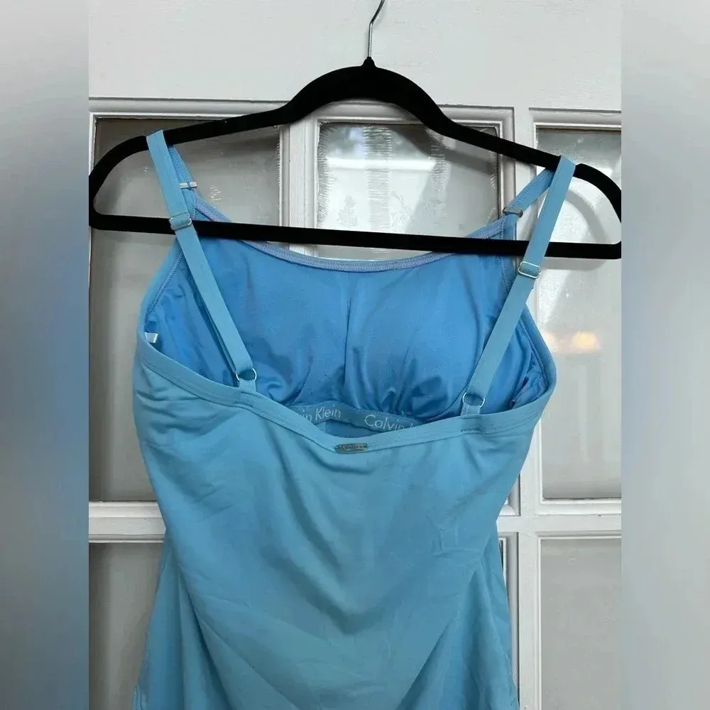 Calvin Klein Logo Classic One Piece Swimsuit Tiffany Blue Women’s Size 6 Small - Image 6