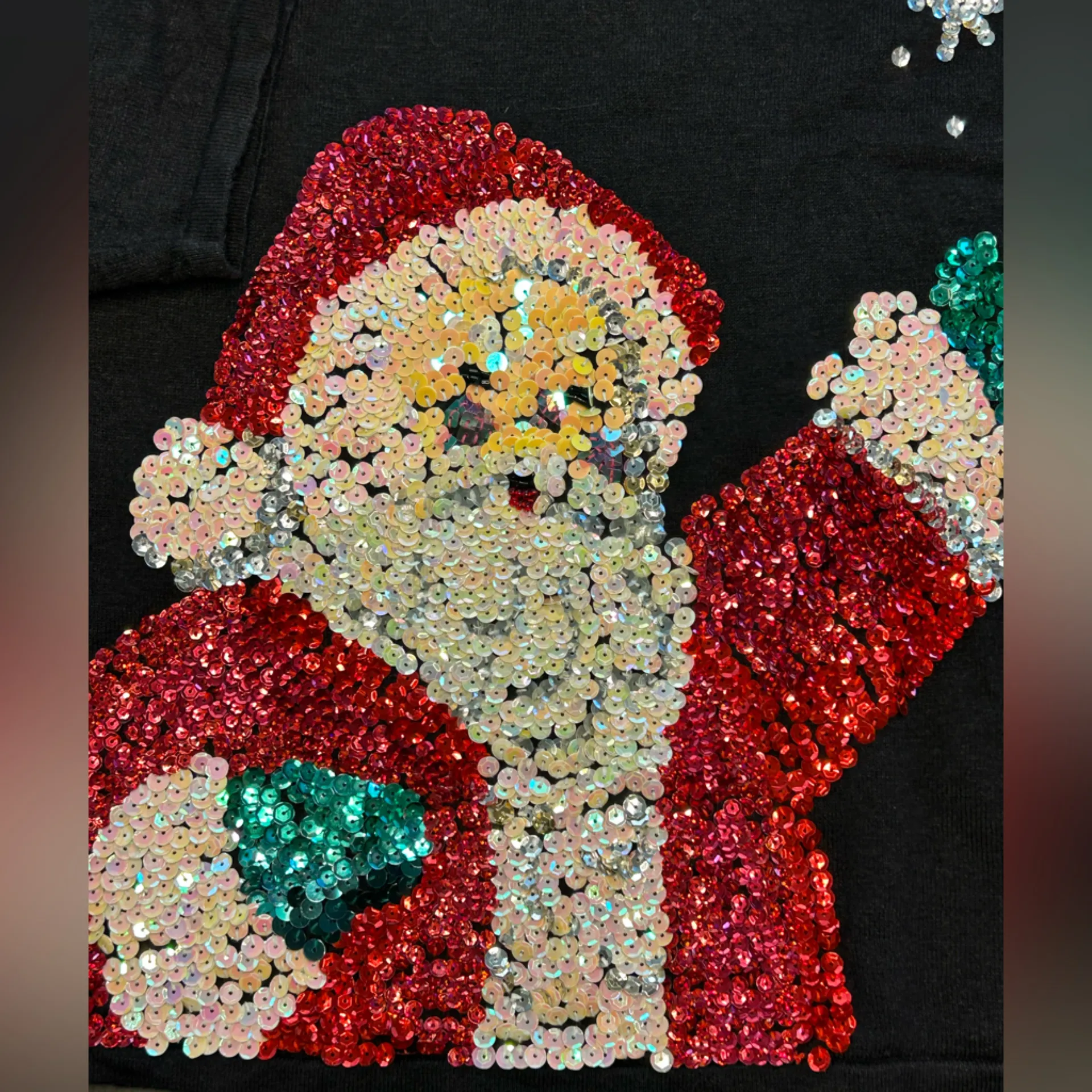 Vintage Santa Clause bling sequins maximalist gaudy kitschy Christmas top XLP Red Size undefined - Image 3