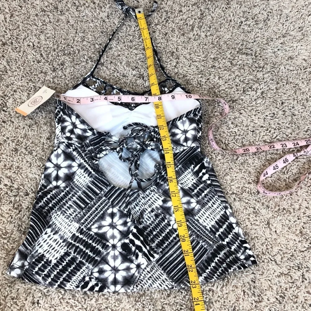 🆕 SO tie dye black halter tankini swim top xs - Image 3