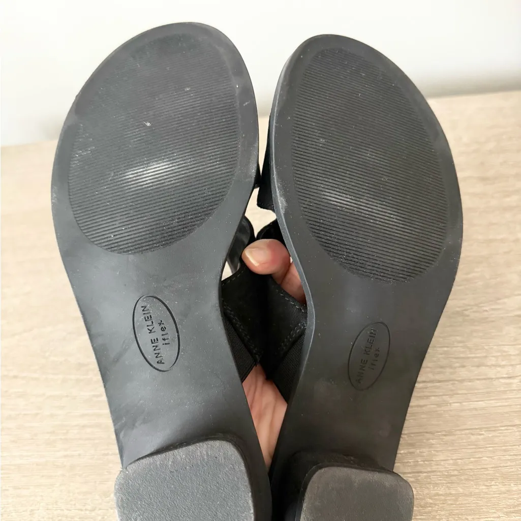 Anne Klein iFlex Tania Slide Heel Sandal in Black Faux Suede Size 7 - Image 7