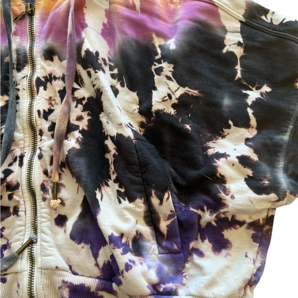 Young,‎ Fabulous and Broke women’s size s tie-die zip up cropped hooded jacket - Image 4
