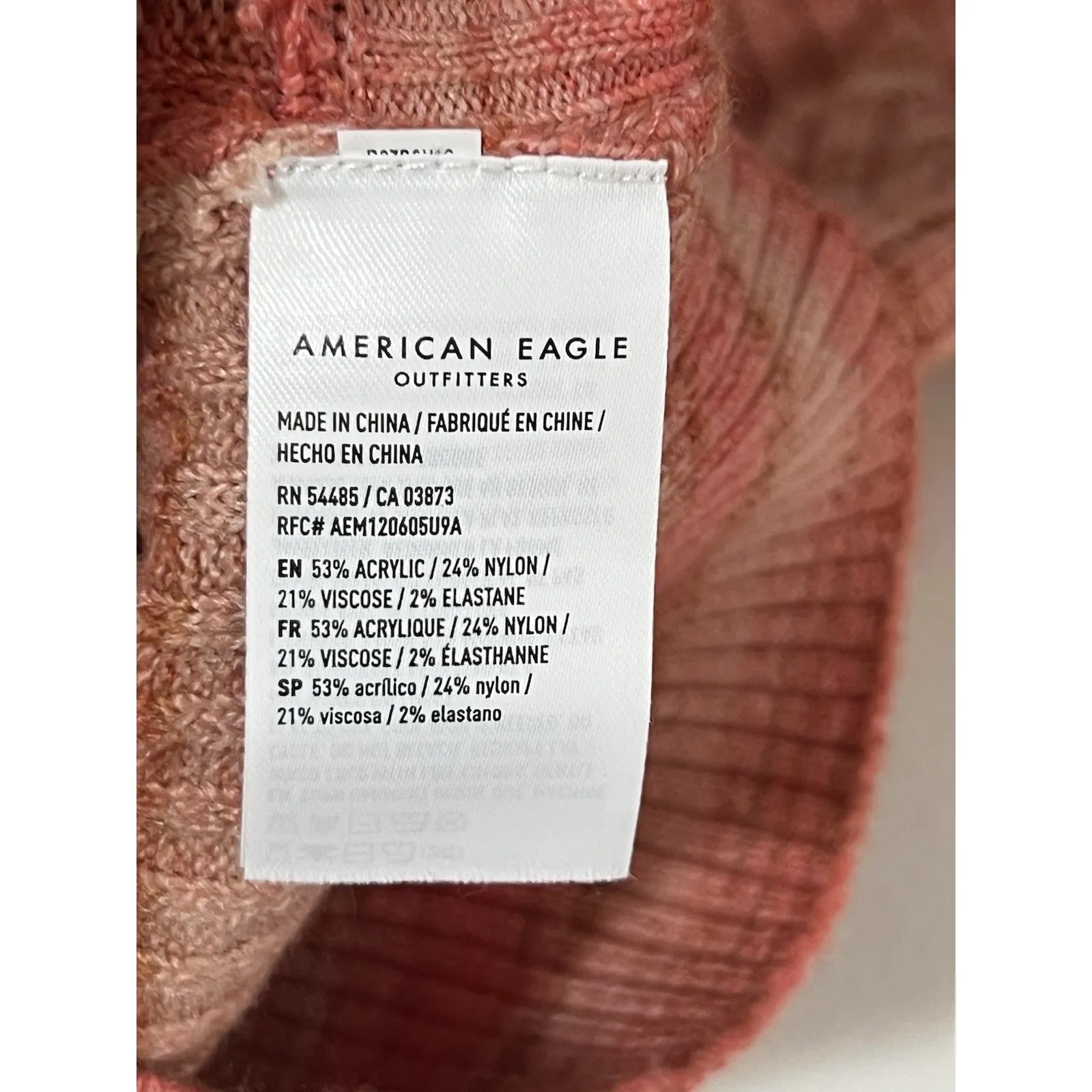 American Eagle Woman’s Crop Sweater Long Sleeve V Neck Red Pink Ombre Size XS. - Image 7