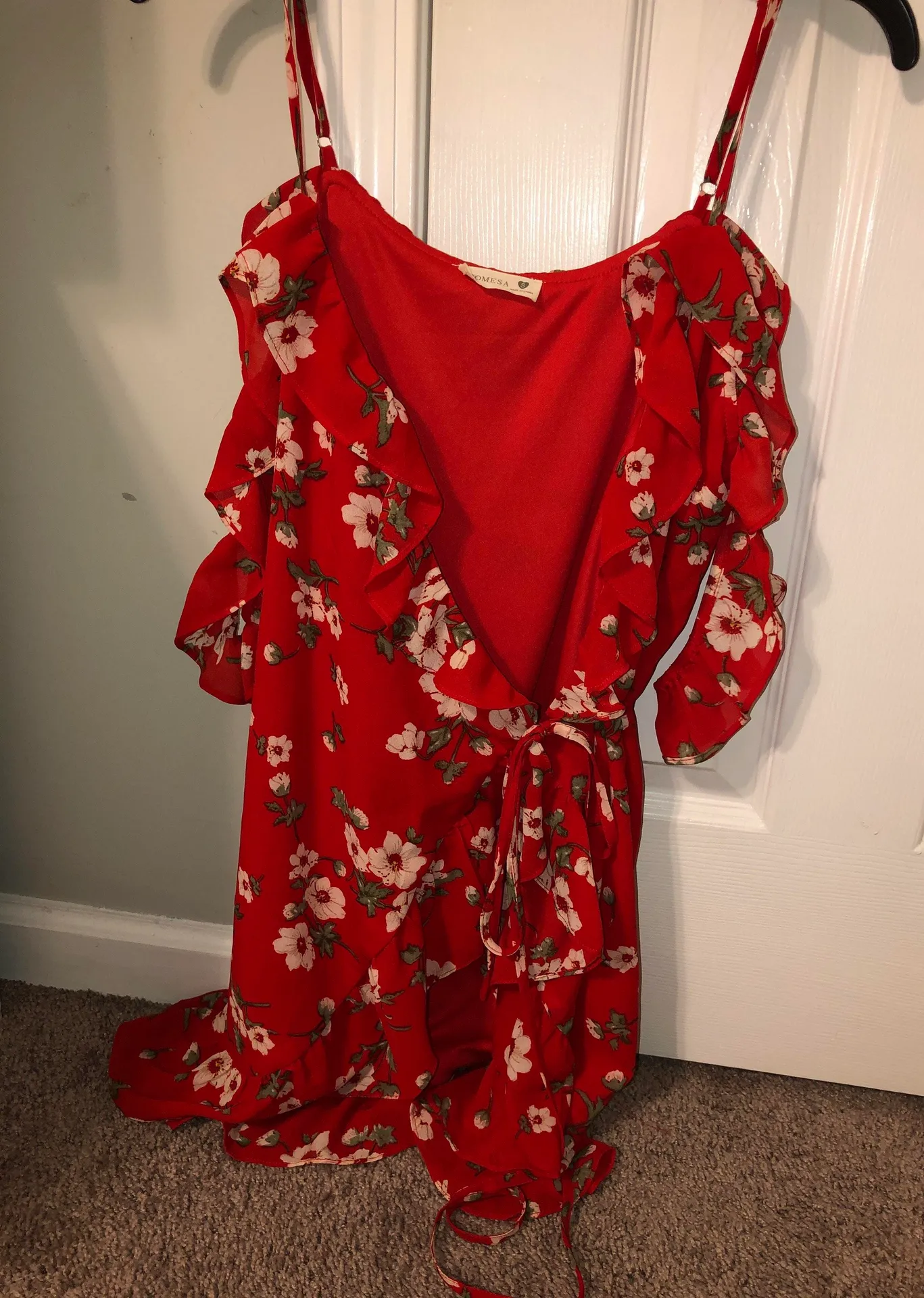 Red floral wrap dress - Image 5