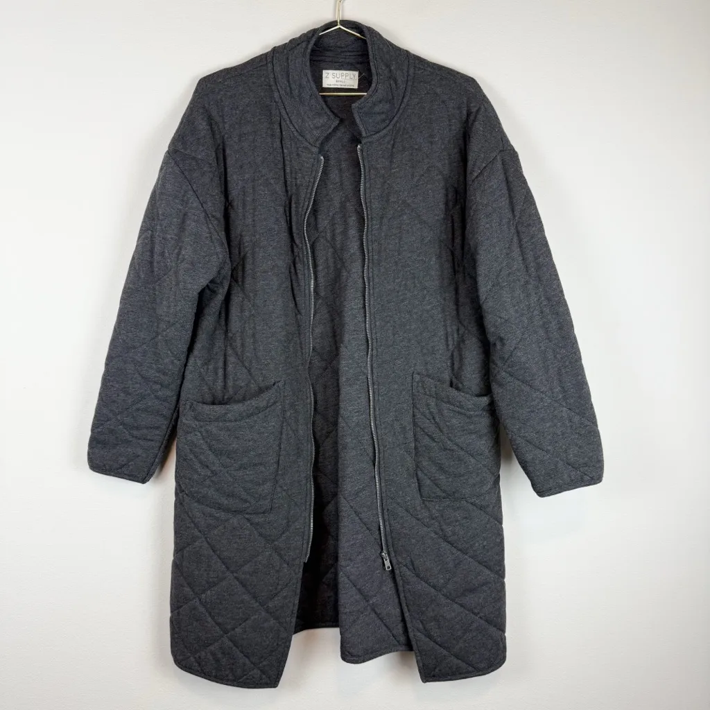 Z Supply Catharina Quilted Zip Jacket Onyx Gray Size Small - Image 7