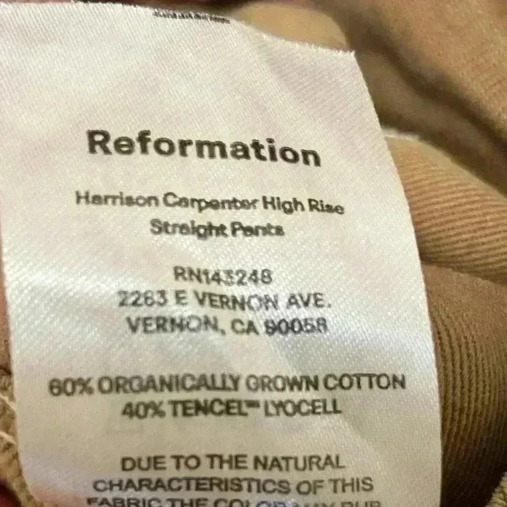 Reformation jeans straight leg cargo tan organic cotton tencel blend‎ Sz 27 - Image 6