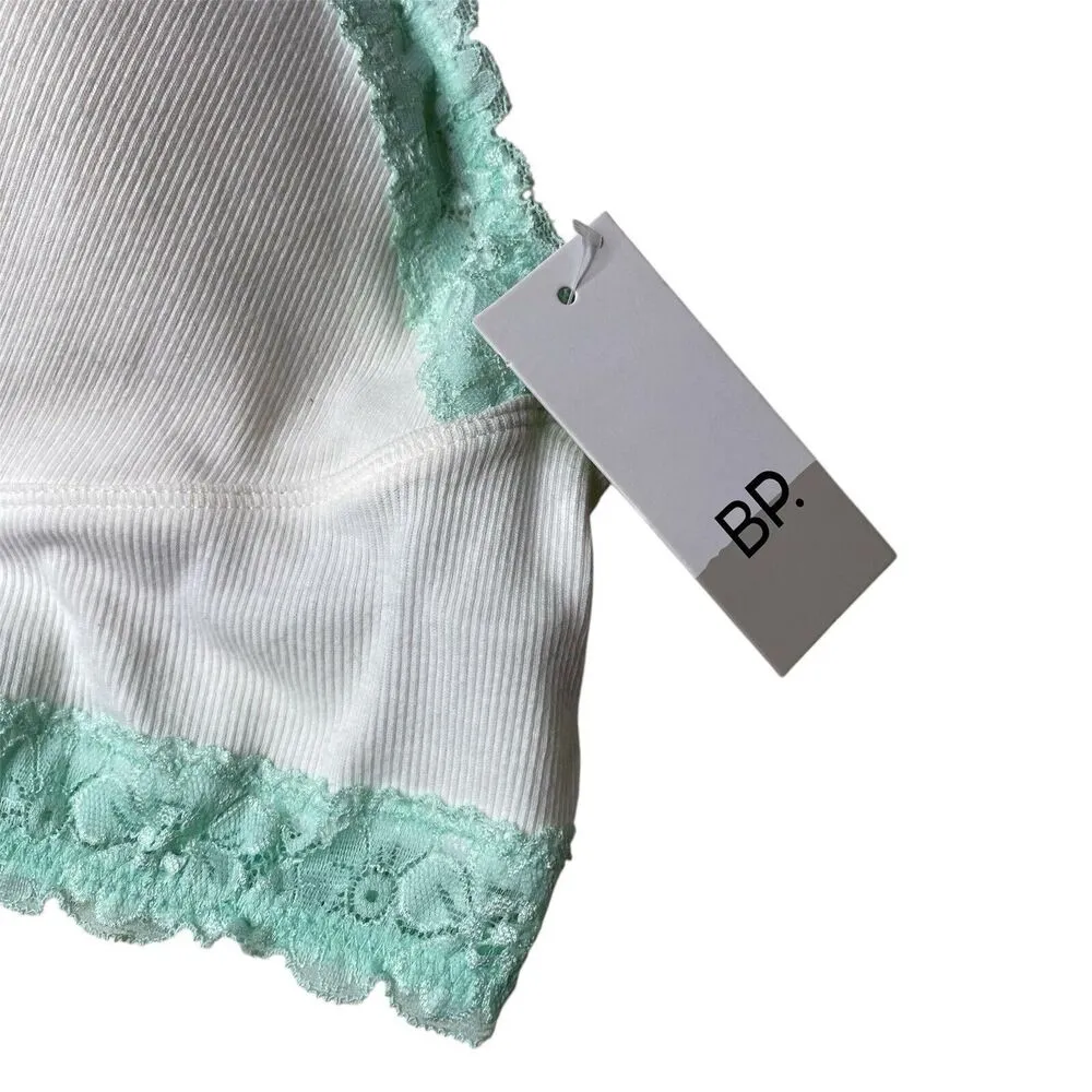 BP. White Mint Green Lace Longline Bralette Pullover Stretch Deep V XXL New NWT - Image 2