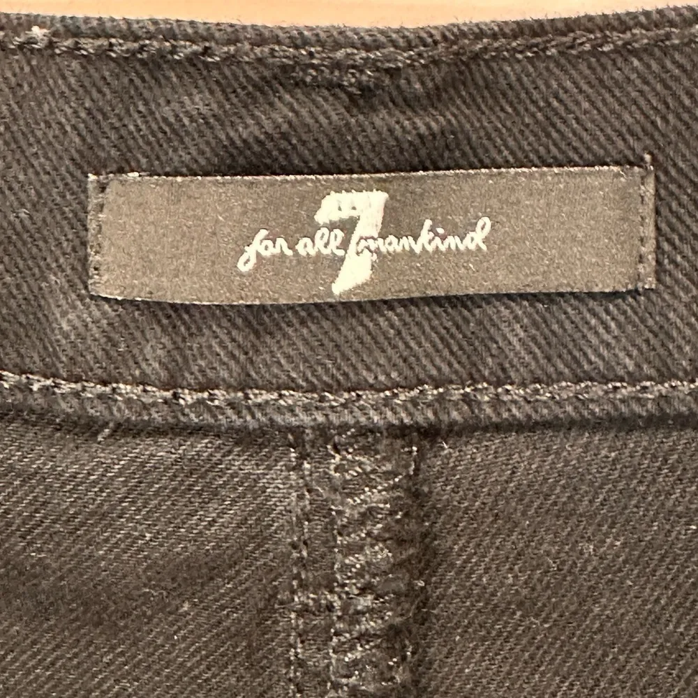 7 For All Mankind Cut Off Jean Shorts 26 Black High Rise Minimal Capsule Chic - Image 9