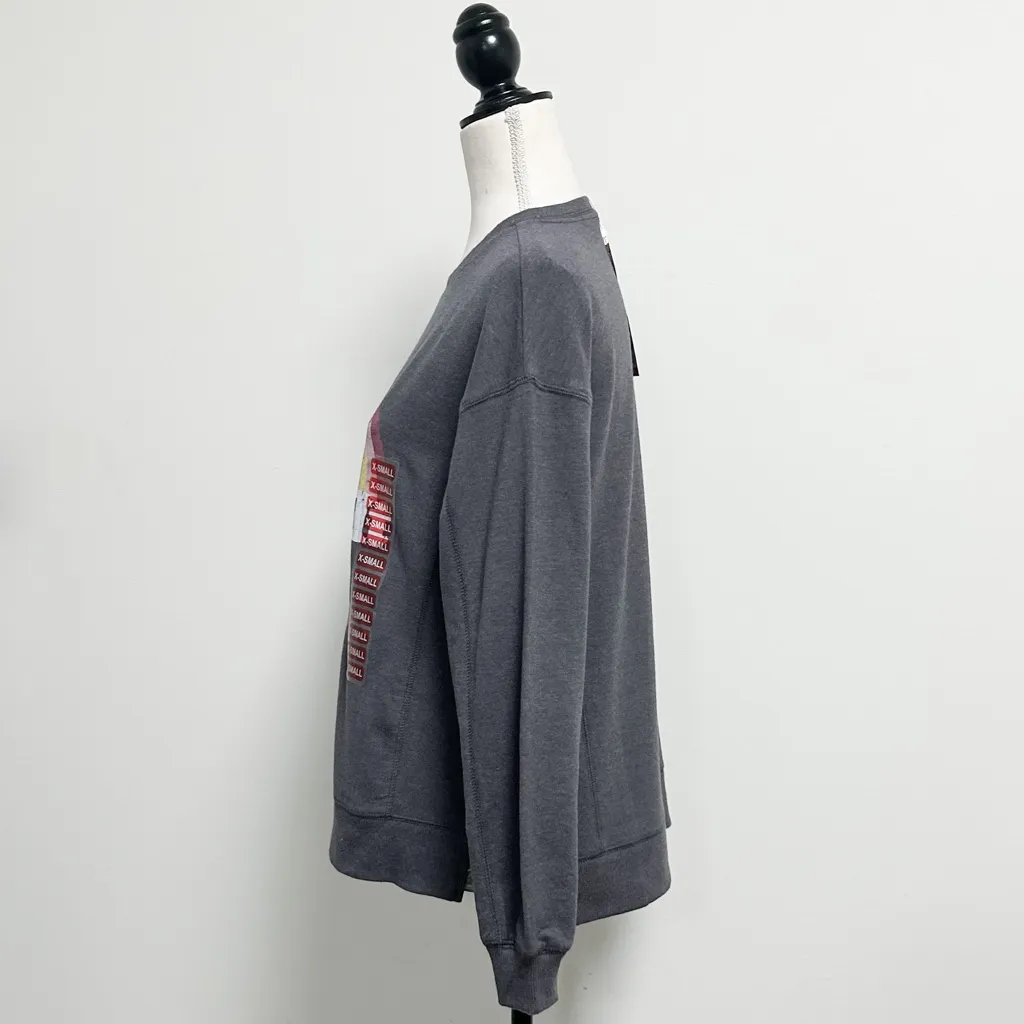 Wildfox Heather Grey Easy Does It Rainbow Distressed Print Sweatshirt XS NWT - Image 4