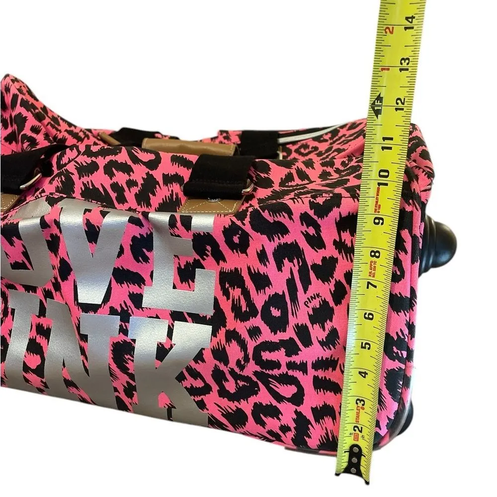 Victorias Secret Love Pink Leopard Rolling Duffle Bag Suitcase Y2K Travel Bag - Image 14