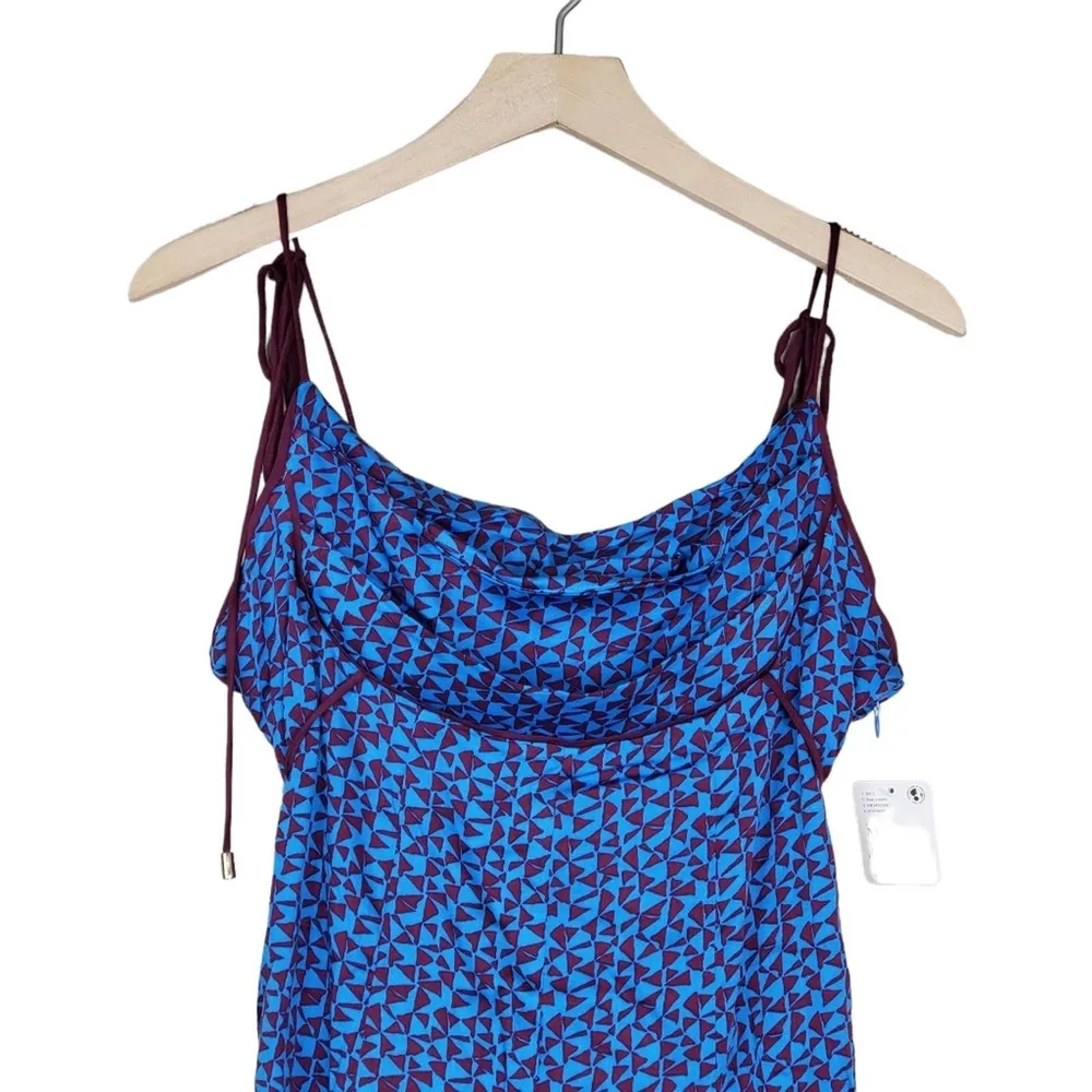 Free People Womens Medium Kai Print Tie Strap Lined Minidress NEW - Image 4