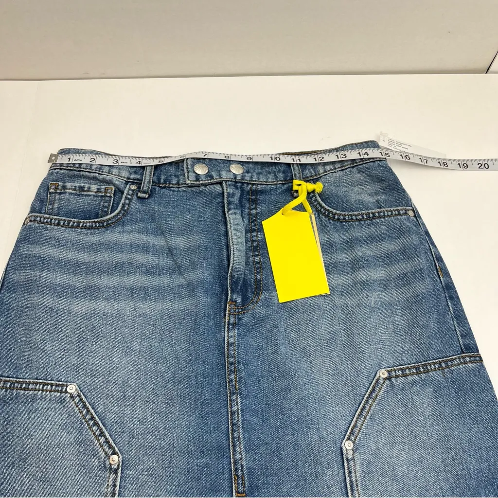 CIRCUS NY Carpenter Cargo‎ Denim Midi Skirt Womens Size 26 Side Show Blue NEW - Image 10