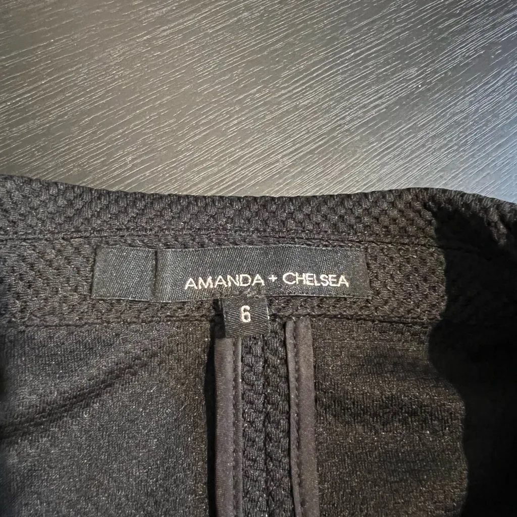 Amanda + Chelsea Women’s Black Textured Blazer Jacket Ruffle Sleeves Size 6 - Image 3