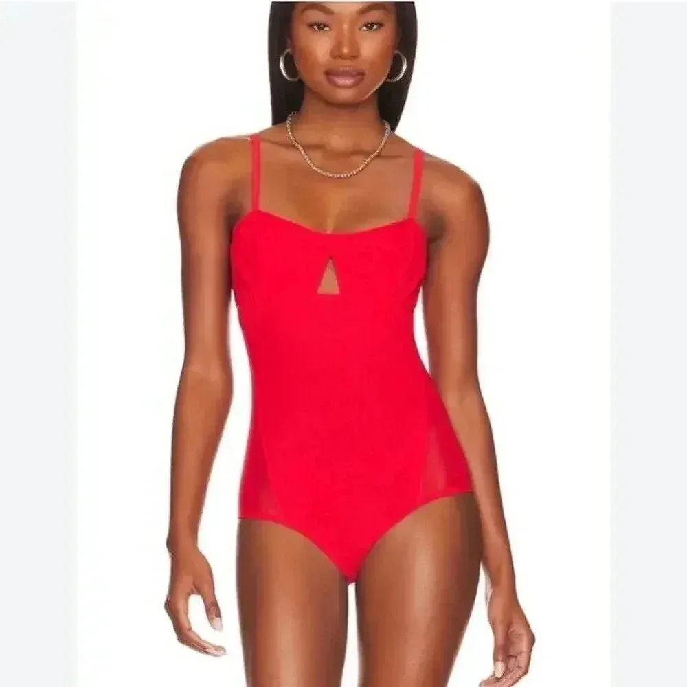 We Are HAH Under The Wire Bodysuit in Blood Orange XS NWT Red - Image 7