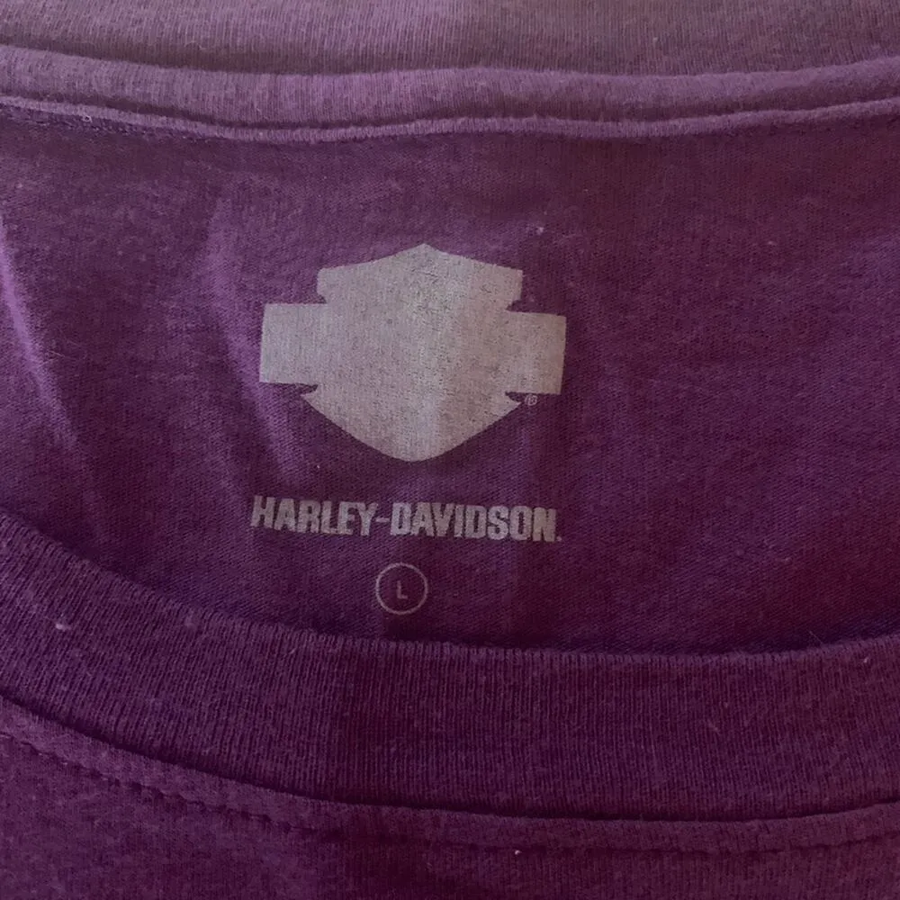 Harley Davidson womens large shirt purple skull shirt tee tshirt biker riding go - Image 2