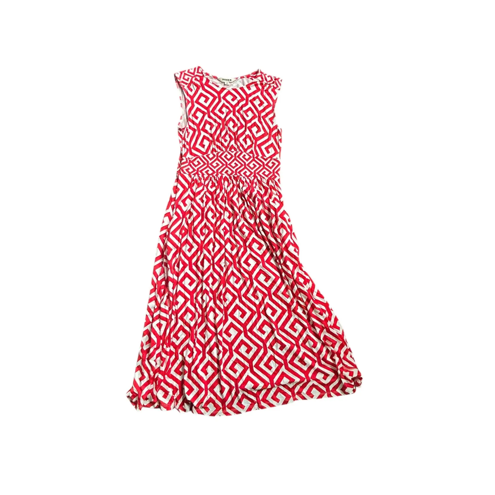 BODEN Thea Sleeveless Midi Dress Postbox Red Maze UK 10 US 6 Size undefined - Image 3