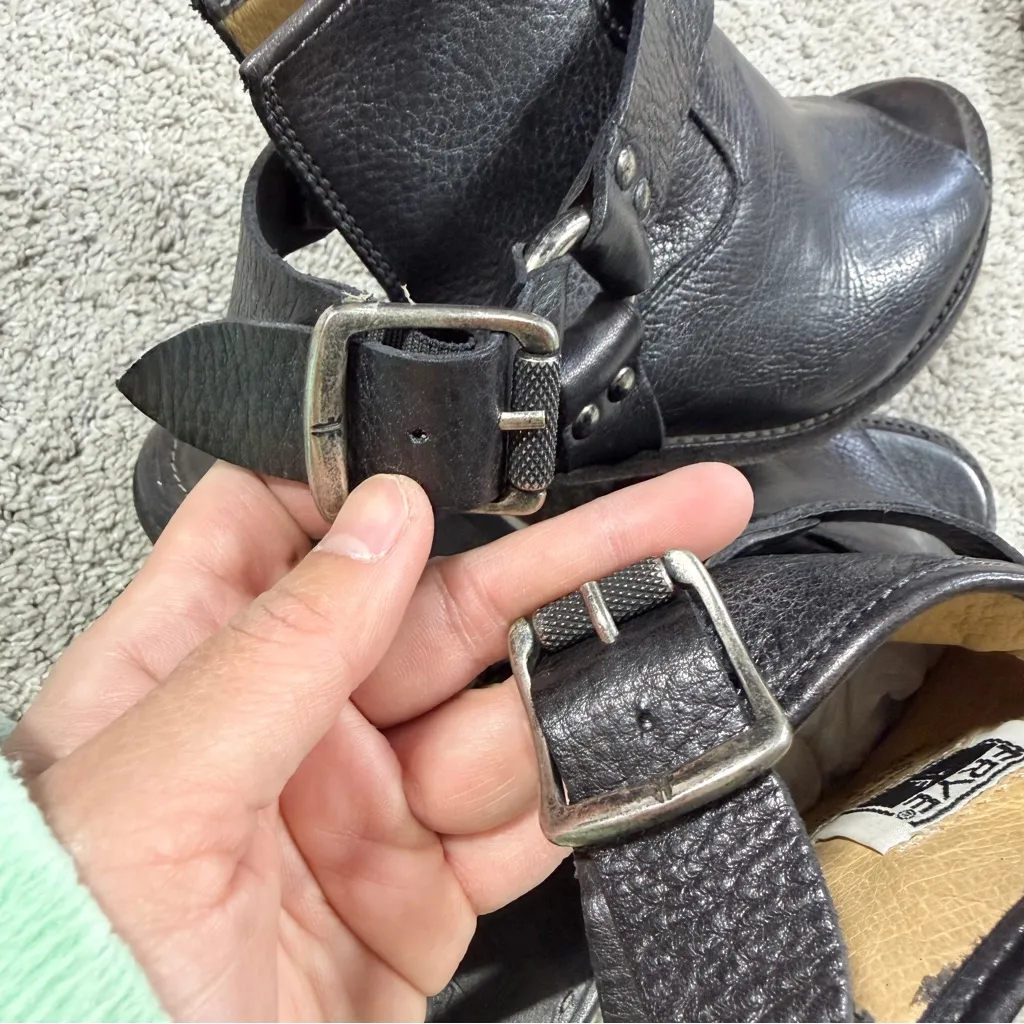 Frye Women’s Izzy Harness Slingback Booties Block Heeled in Black Leather 7.5B - Image 14