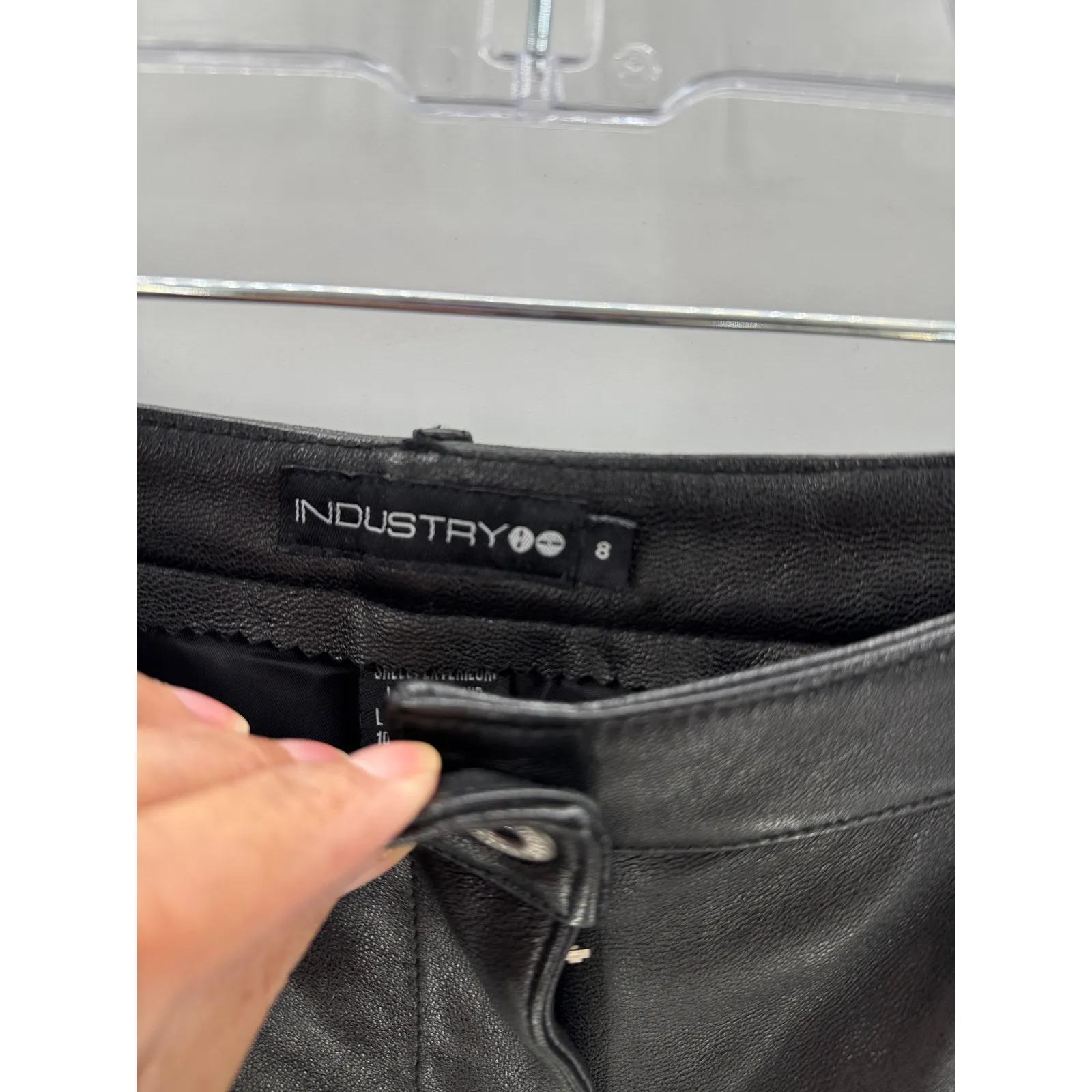 Industry black leather high waisted bootcut pant size 8 rocker concert western - Image 5