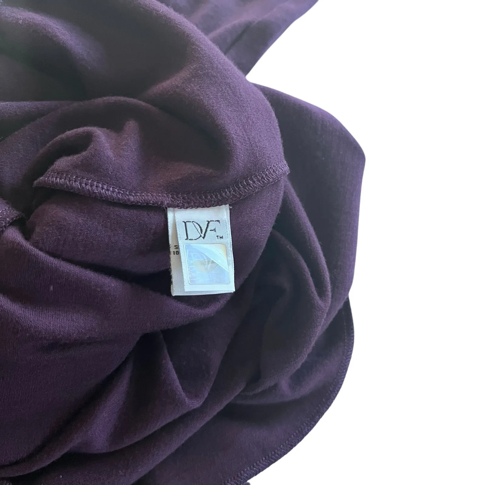 Diane von Furstenberg Plum Purple A-Line Gathered V-Neck Long Sleeve Wool Dress - Image 6