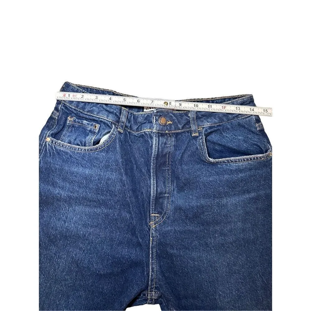 Zara Ripped-Hem Mom Jeans high rise distressed sz 8 - Image 5