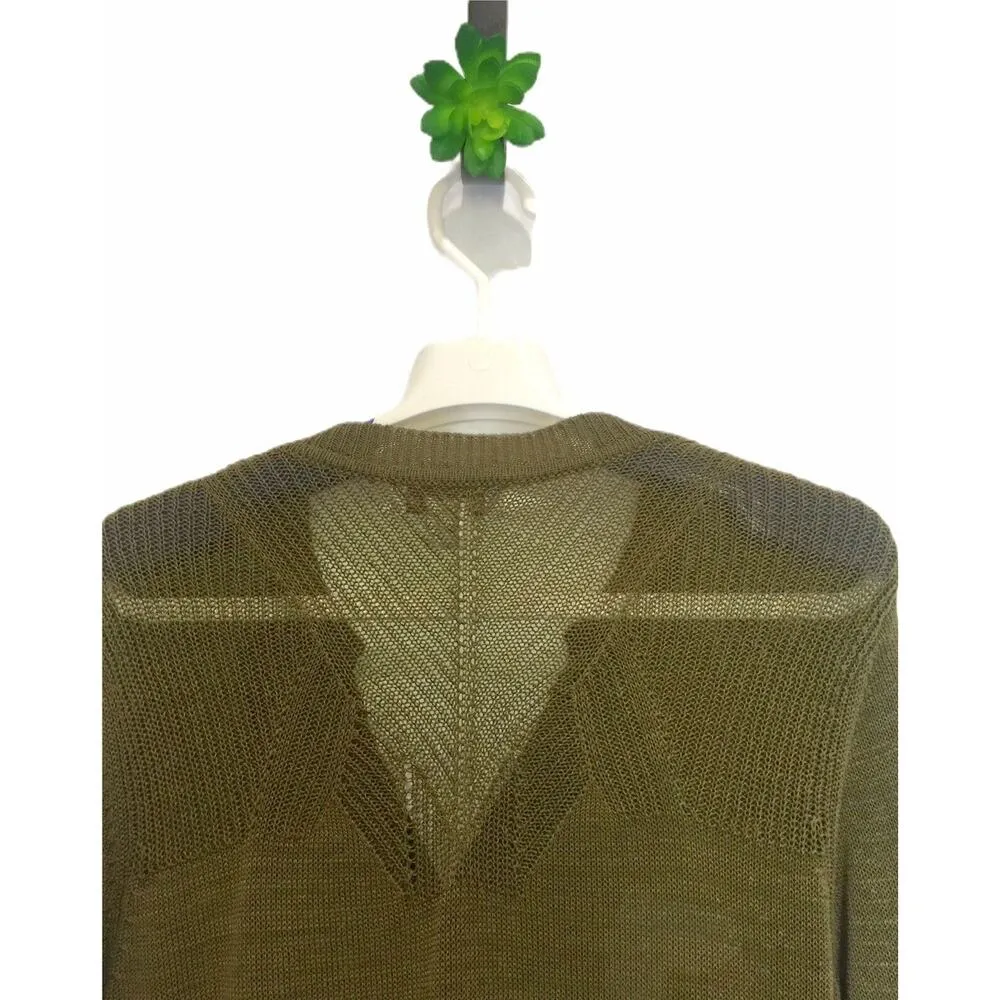 Coldwater Creek Cardigan Sweater Size Small V-Neck Green Stretch Knit - Image 6