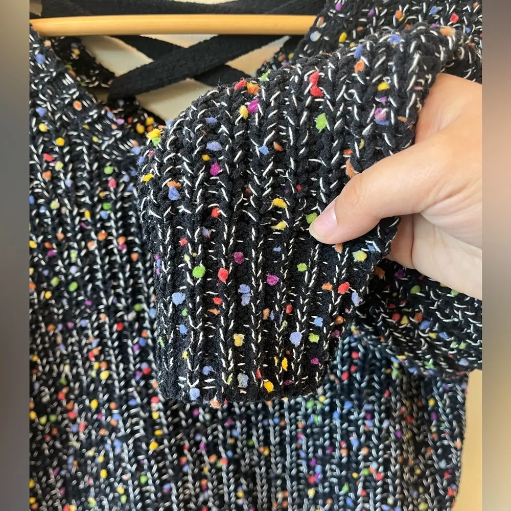 I.N. San Francisco black multicolor knit semi cropped sweater - Image 4