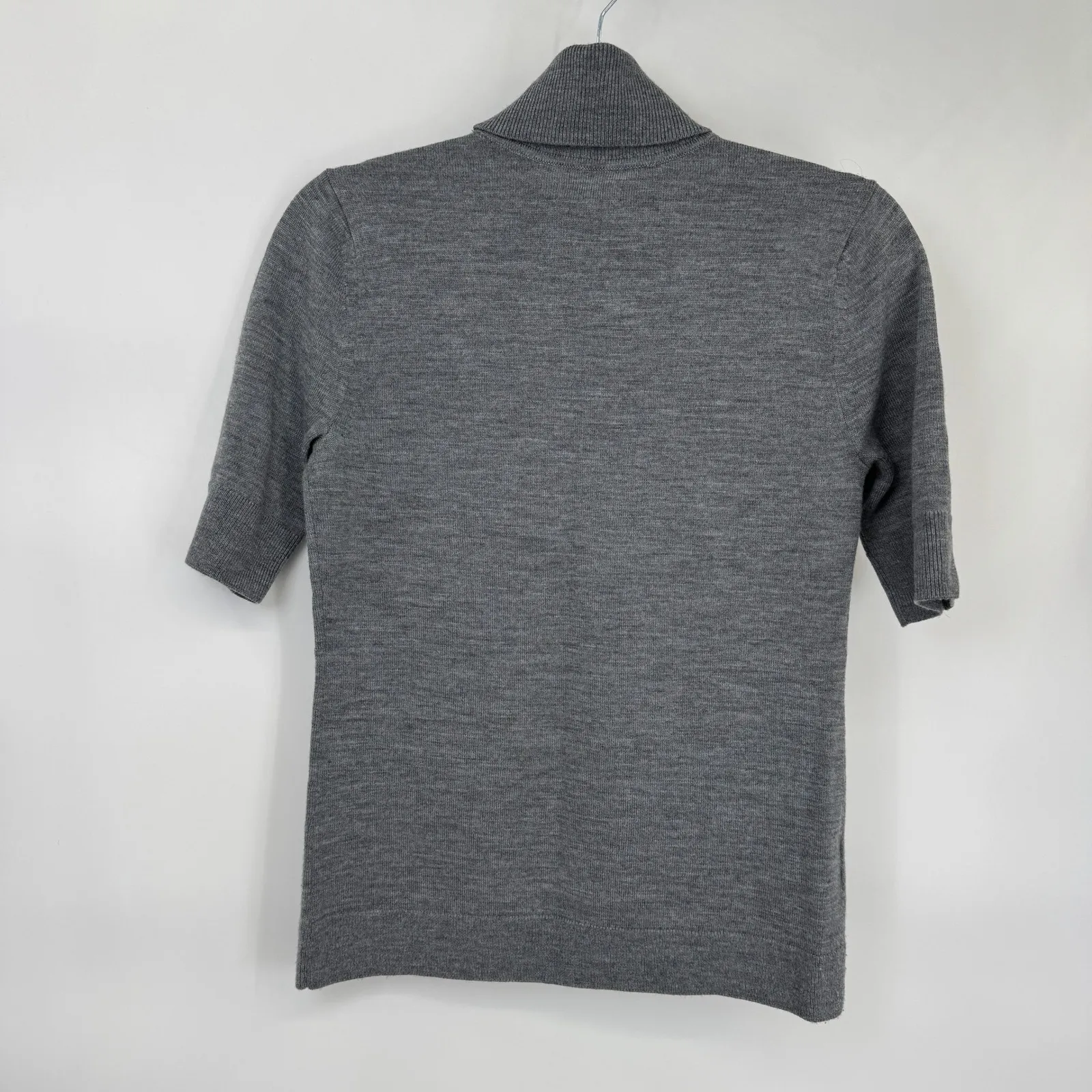 LL Bean Merino Wool Short Sleeve Turtleneck Sweater Womens Small Gray Capsule - Image 4