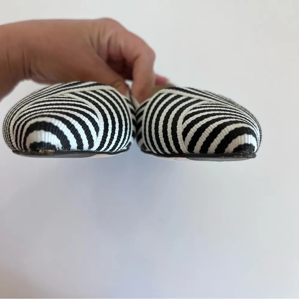 LK Bennet Savannah Leather Striped Pointed Ballet Flats Black and White - Image 7