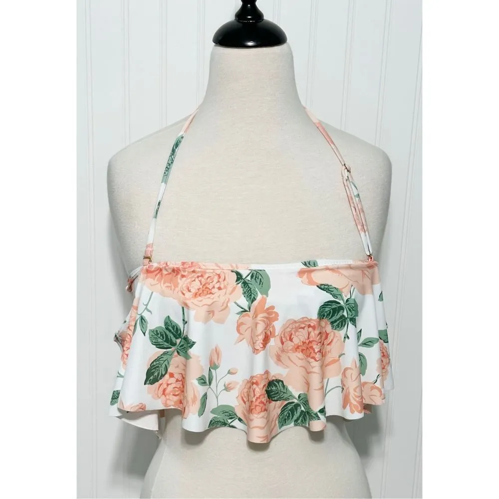 Show Me Your Mumu‎ Mermaid Bondi Floral Ruffle Bikini Top Swimwear White Medium - Image 12