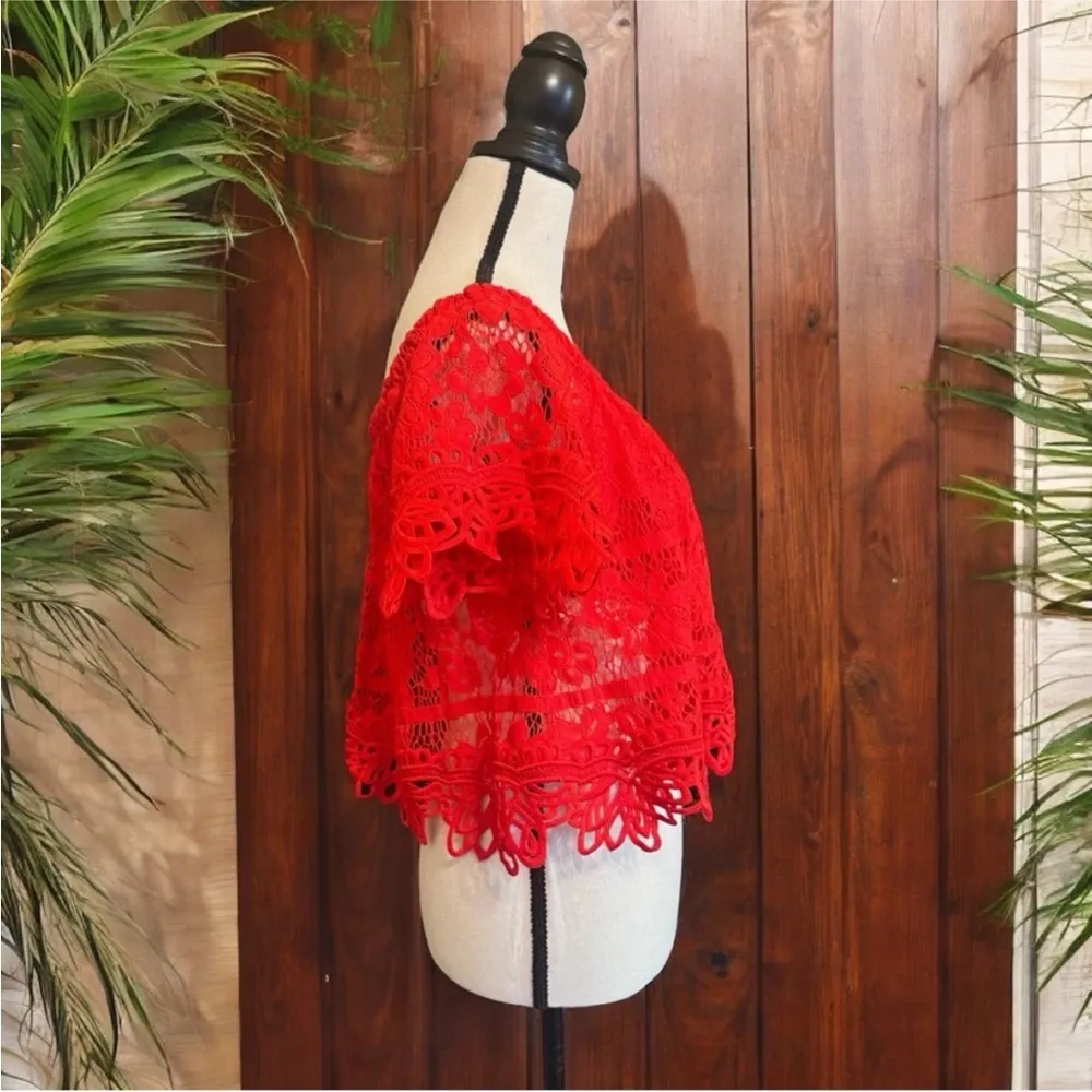 FREE PEOPLE Red Sweet Dreams Lace Crop Top - XS - Image 7