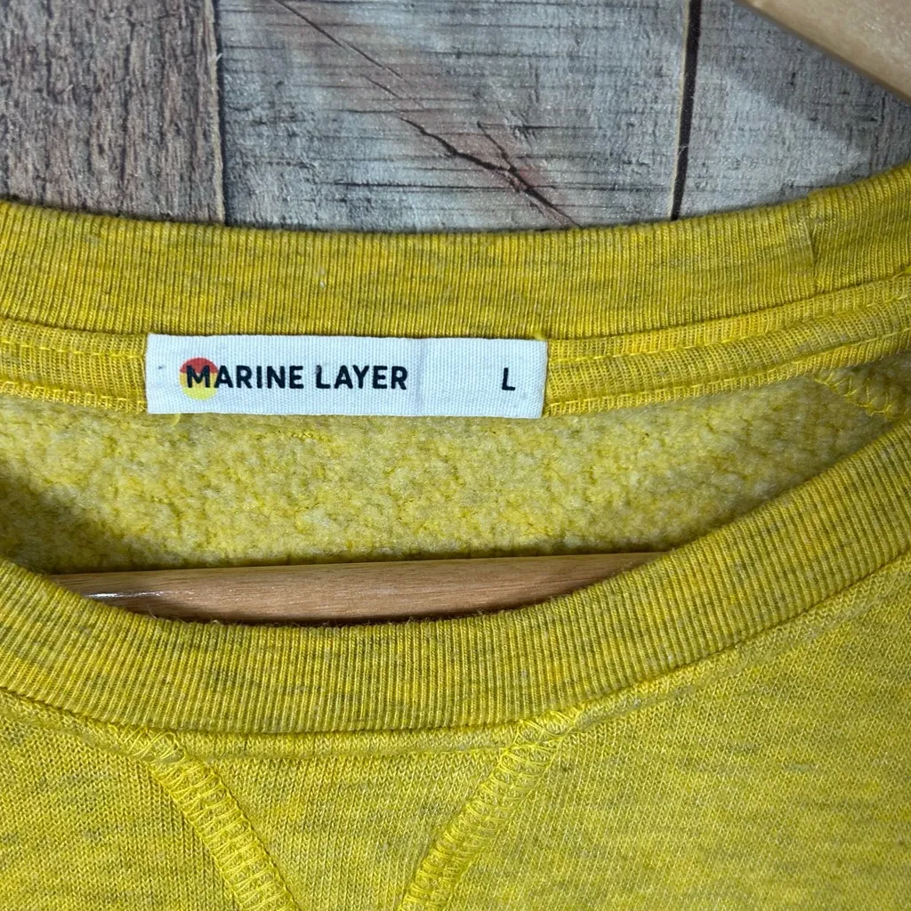 Marine Layer Athleisure Large Yellow Raglan Sweatshirt Cozy Casual Pullover - Image 3