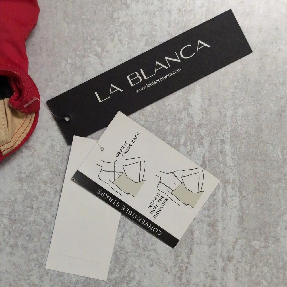 La Blanca Cherry Red Island Goddess Underwire Twist Front Bra Top Size 10 New - Image 11