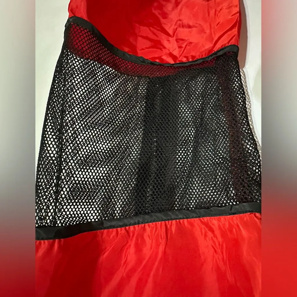 Red Mesh Zip Utility Cargo Pants Cyberpunk Streetwear Parachute Style Size Large - Image 5