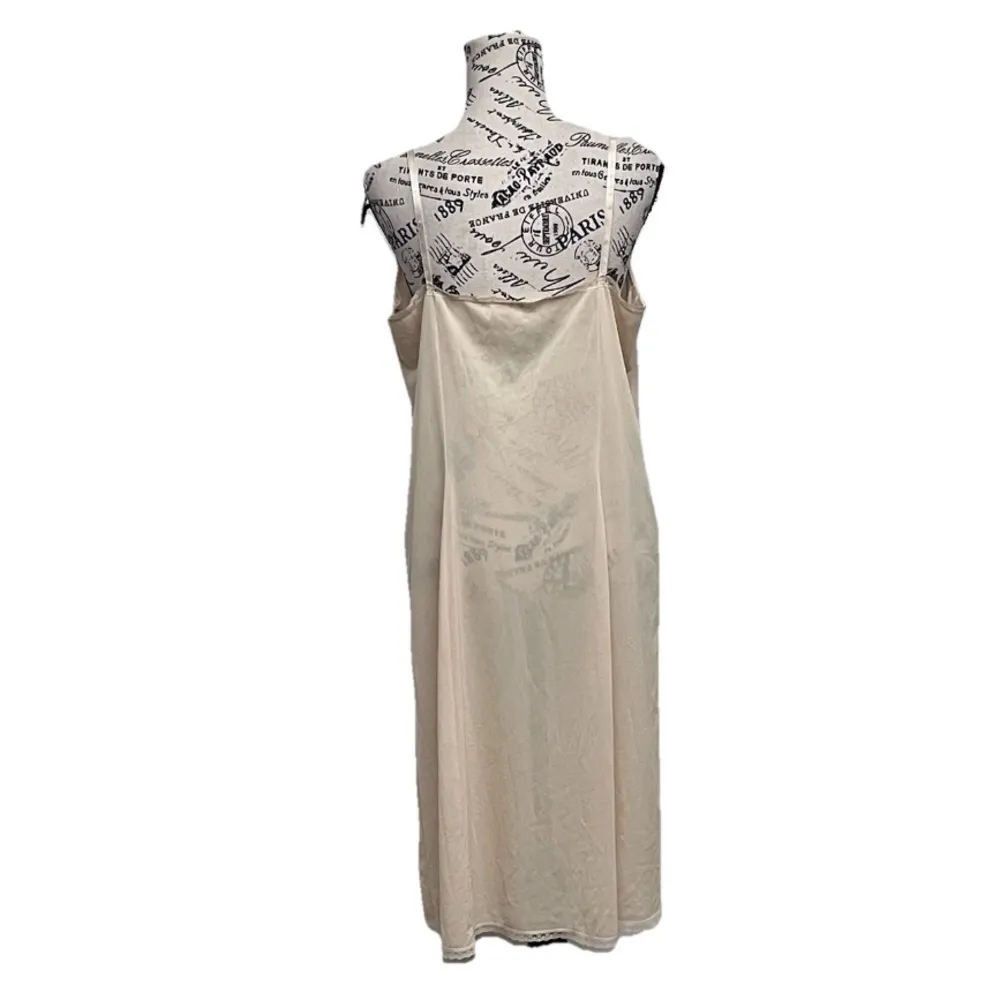 Vintage Y2K JCPenney Beige Pink Lace Trim Midi Slip Dress Adjustable Straps 40 Size undefined - Image 5