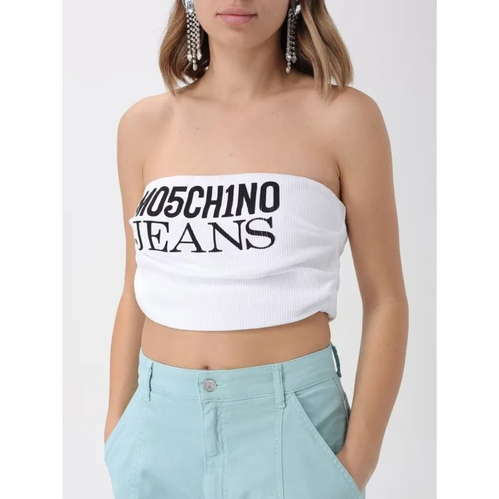 Moschino Jeans Strapless Cropped Top in White Small New Womens Tube Tank - Image 13