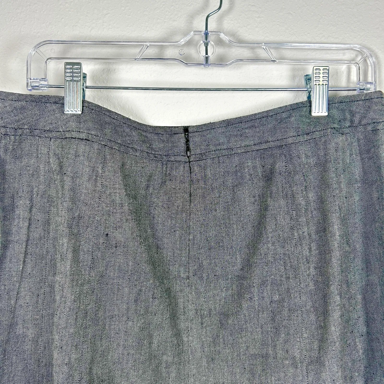 Lane Bryant Gray A-Line Skirt Women's Size 14 Linen Blend Button Waist Career‎ - Image 6