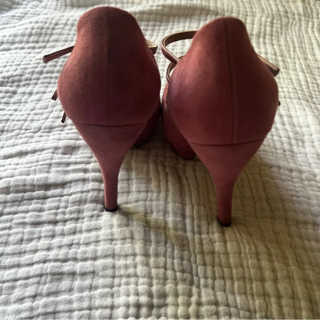 GUCCI Lisbeth open toe Pump in Antique Rose Suede Women's SIZE 37 US‎ 7 - Image 5