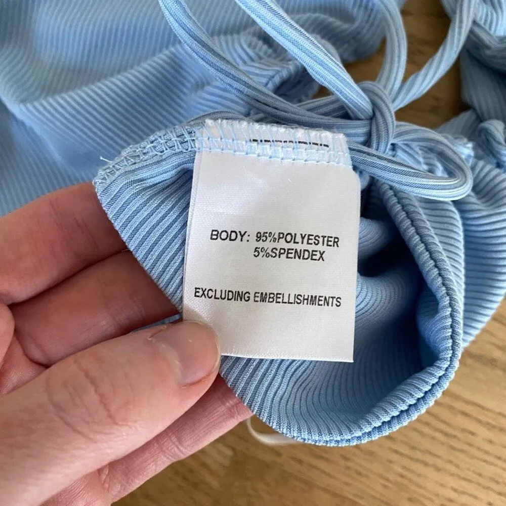 White Fox Boutique Runway Ready Halter Neck Open Back Top in Blue - Image 4