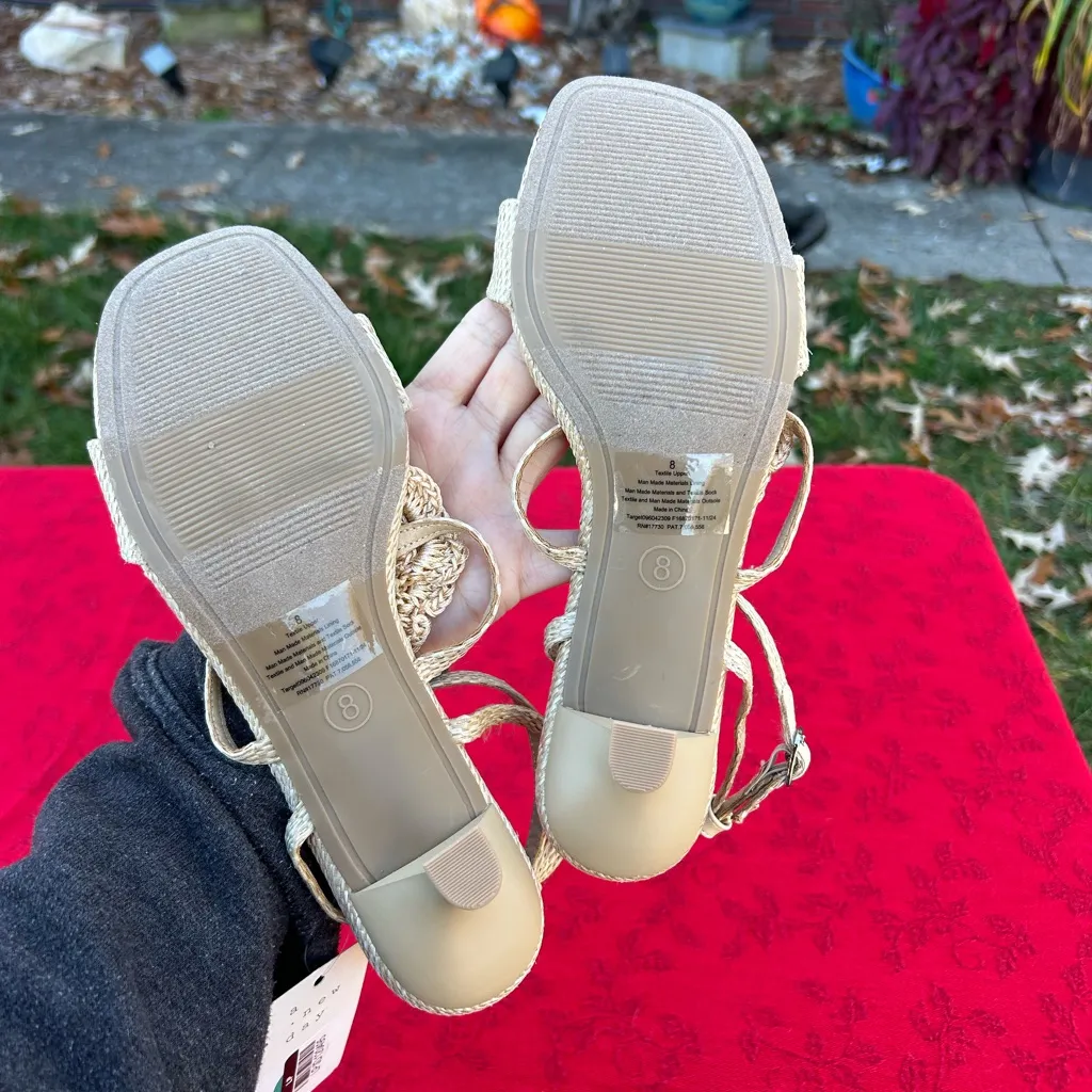 Nwt Women's Esme Floral Crochet Kitten Heels - A New Day size 8 3d beach summer - Image 7