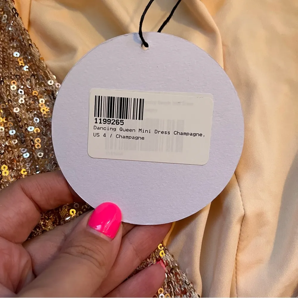 Princess Polly Dancing Queen Sequin Mini Dress Champagne Size 4 - Image 8