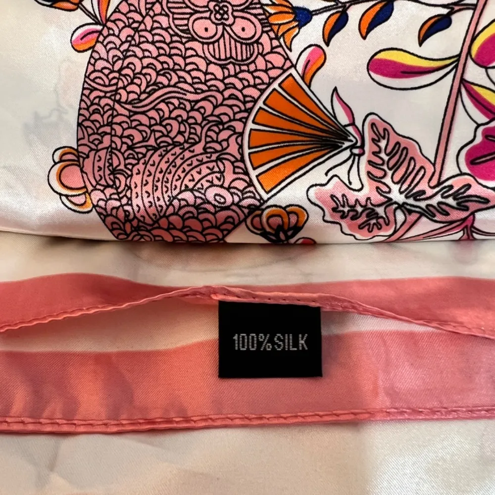 100% Silk Scarf Pink - Image 4