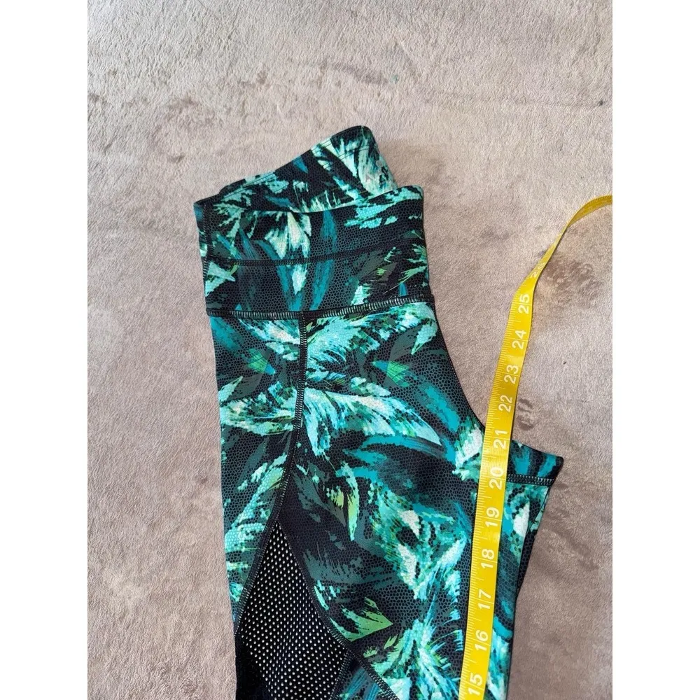 Athleta Womens Leggings Napali Mesh Sonar Capri Leaf Print Blue Green Size Small - Image 8